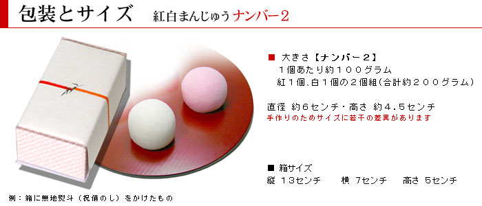 包装とサイズ:紅白饅頭ナンバー2