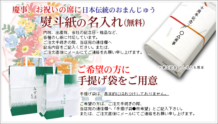紅白まんじゅう のし紙各種対応 紙袋は申請にて。