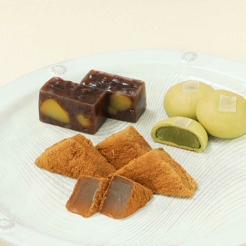 栗童子・本わらび餅250g・ミセスガラシャ3個セット 